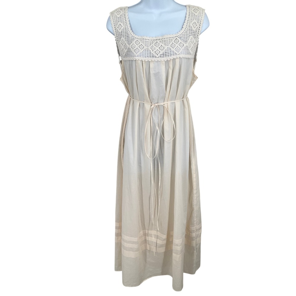 J.Crew Midi Dress Womens M‎ Ivory Crochet Lace Boho Coastal Cottagecore NEW